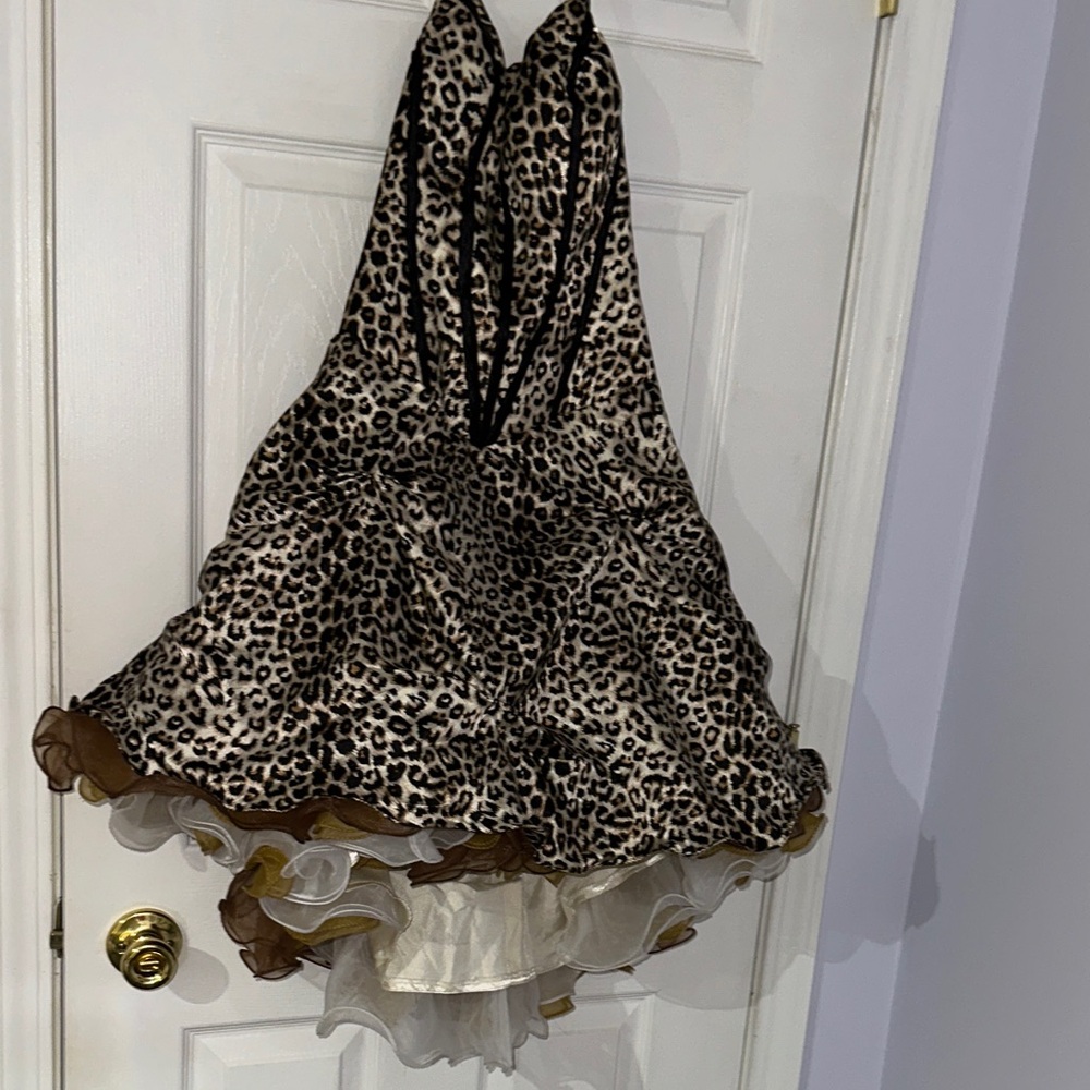Leopard Print Halter corset Dress with Ruffled tutu Skirt (Padded bra) - Picture 14 of 15